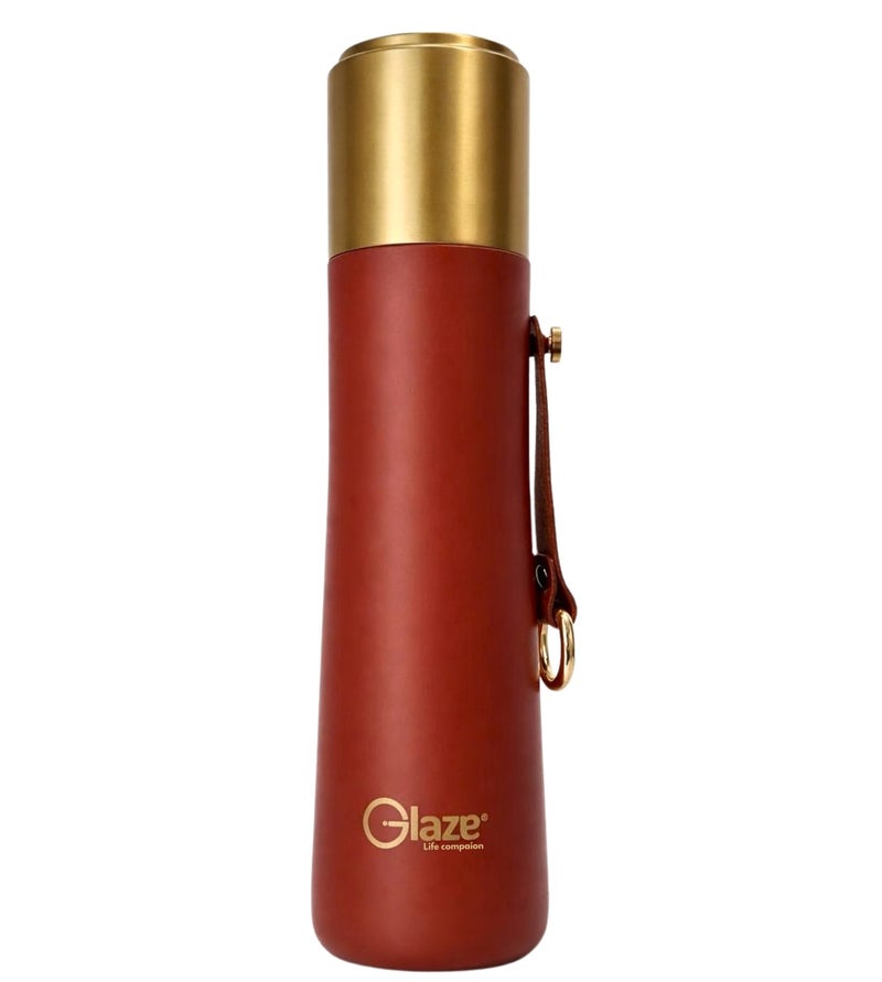 جليز زجاجة ماء من الفولاذ المقاوم للصدأ 304، معزولة بتفريغ الهواء، مانعة للتسرب، سعة 500 مل، لون أحمر - Image 1